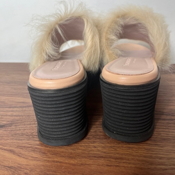 Taryn Rose Pearla Platform Slides Real Lamb Fur Made in Italy Sz 9 Designer NWOB - Picture 6 of 13